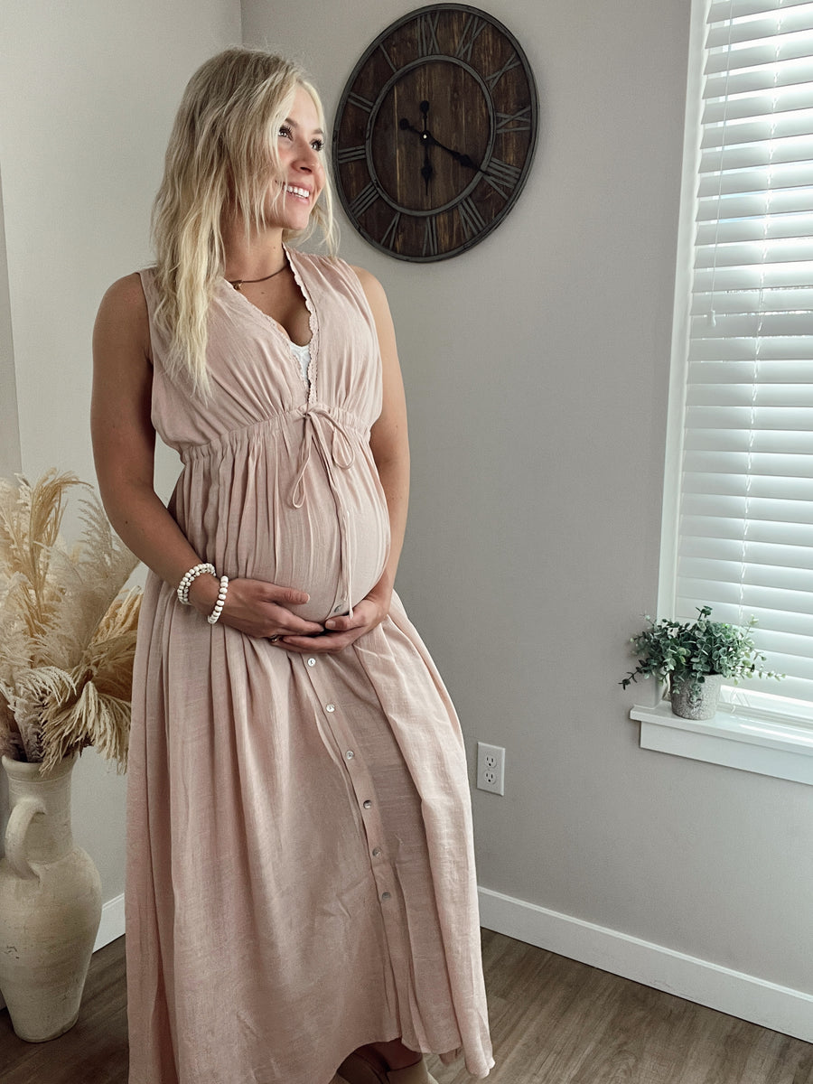 Baby Pink Lace Detail Maxi  Rebel and Blush