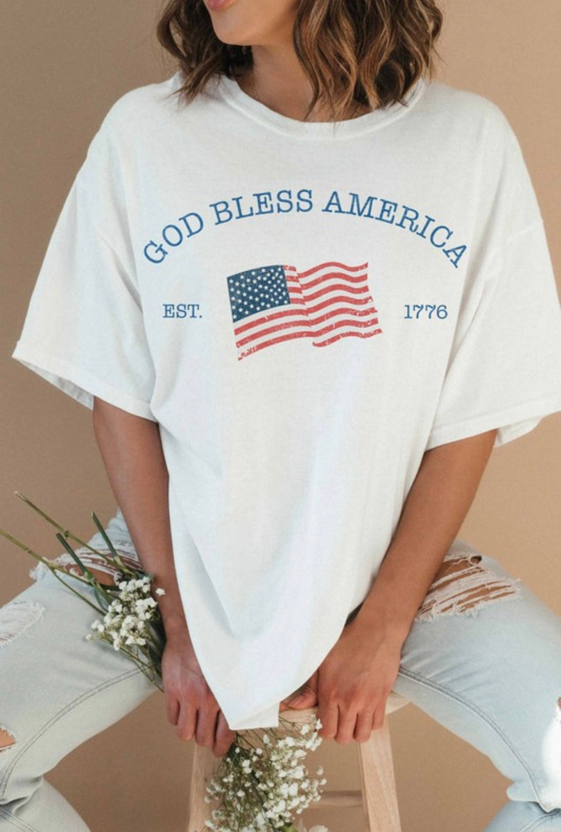 God Bless America Oversized Graphic Tee – Rebel and Blush