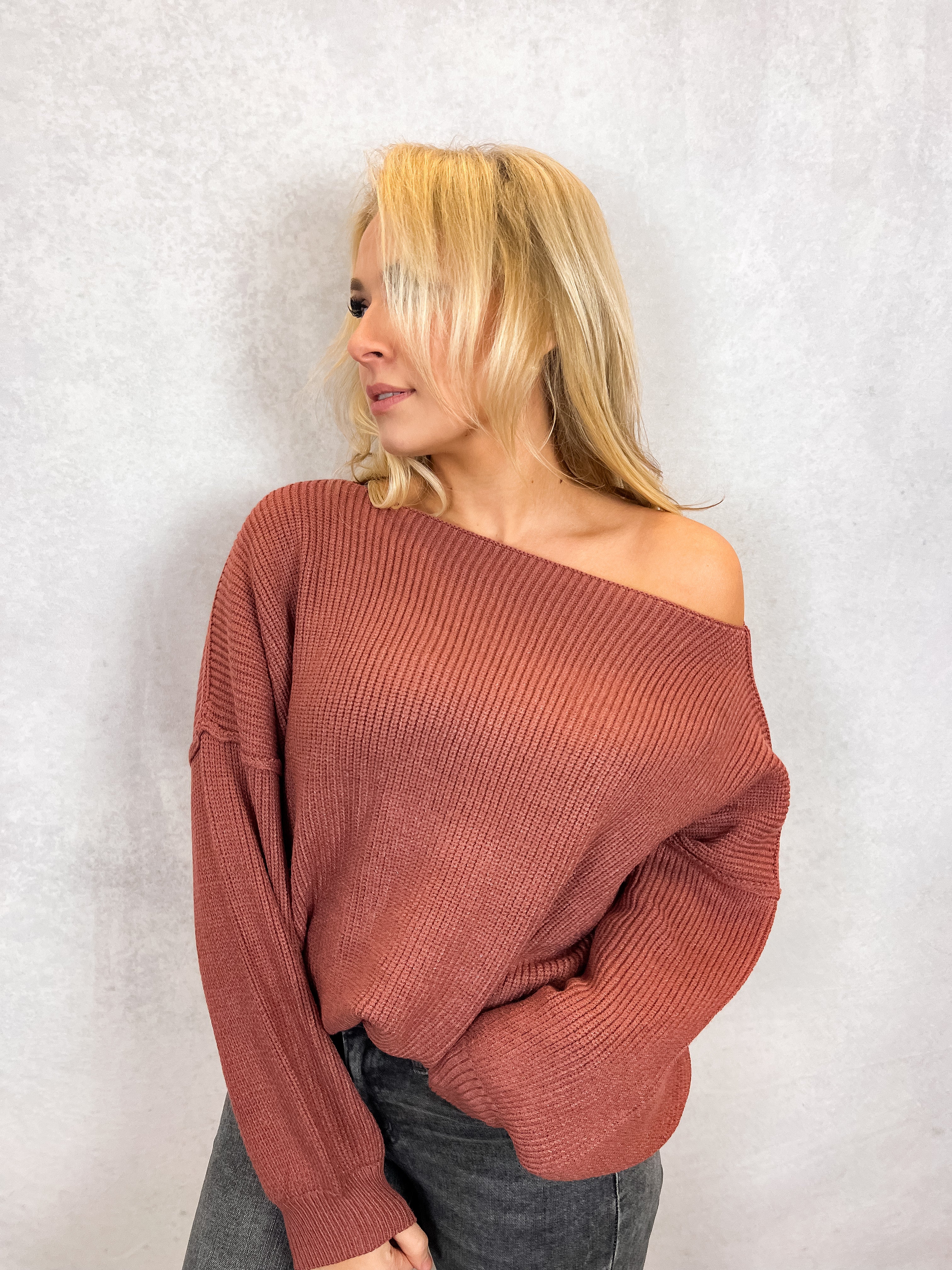 Boat Neck Bubble Sleeve Sweater