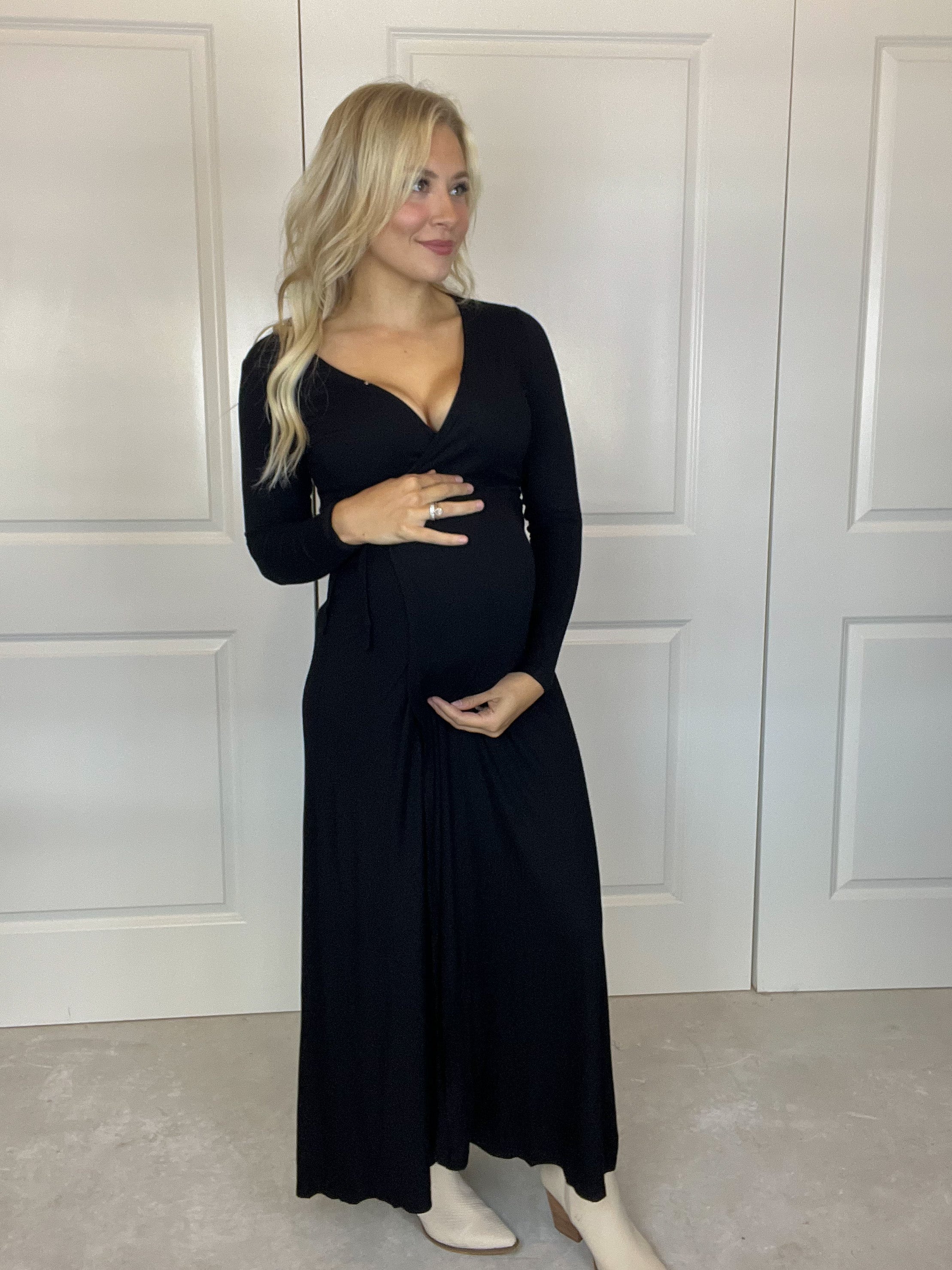 Knit Wrap Maxi in Black Rebel and Blush Knit Wrap Maxi in Black Rebel and Blush