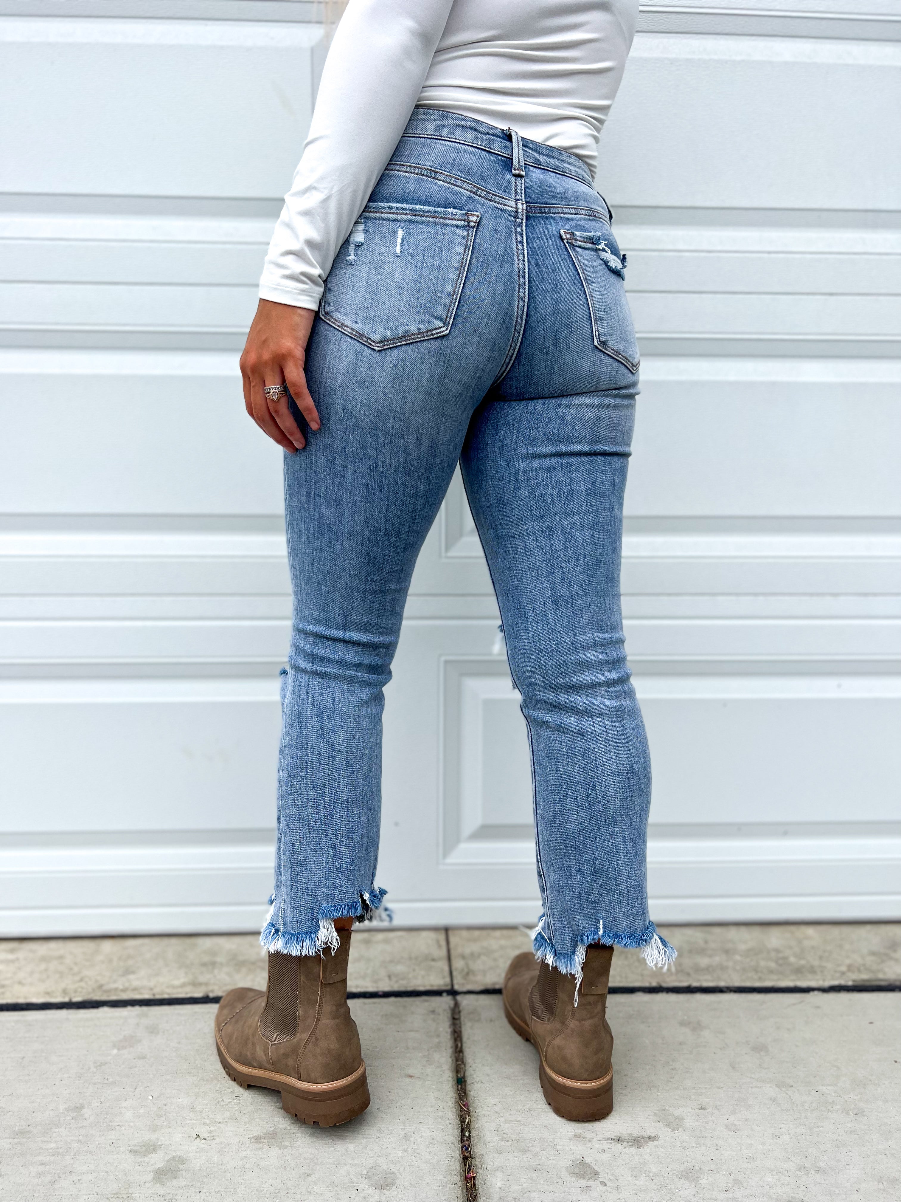 High Rise Crop Flare Jeans