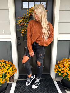 Cable Knit Pullover in Pumpkin