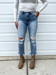 High Rise Crop Flare Jeans