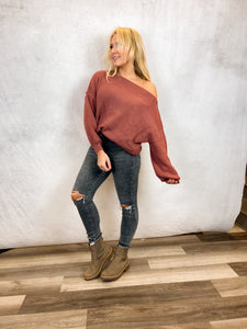 Boat Neck Bubble Sleeve Sweater