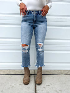 High Rise Crop Flare Jeans