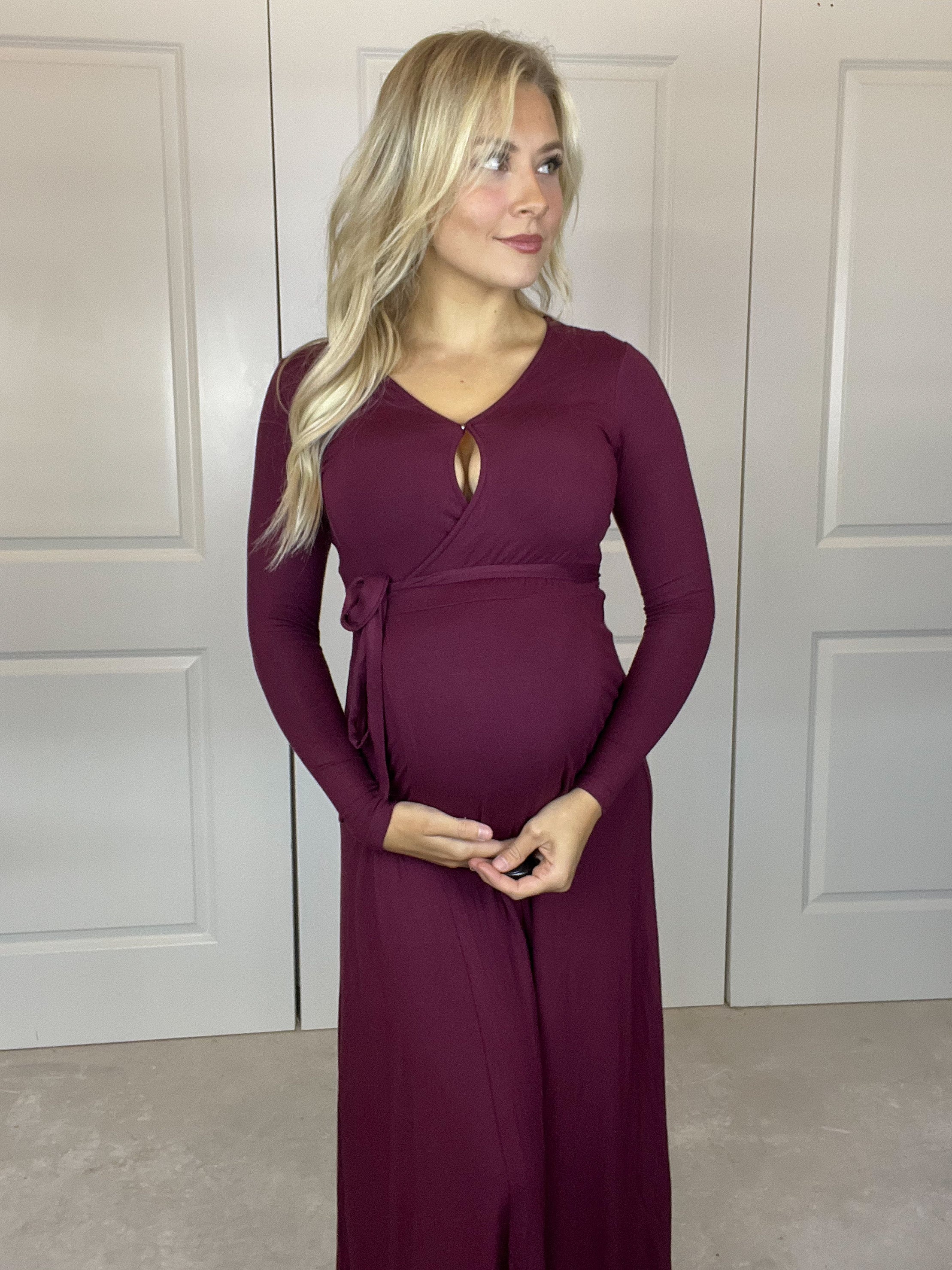 Knit Wrap Maxi in Wine