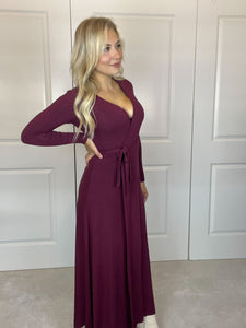 Knit Wrap Maxi in Wine