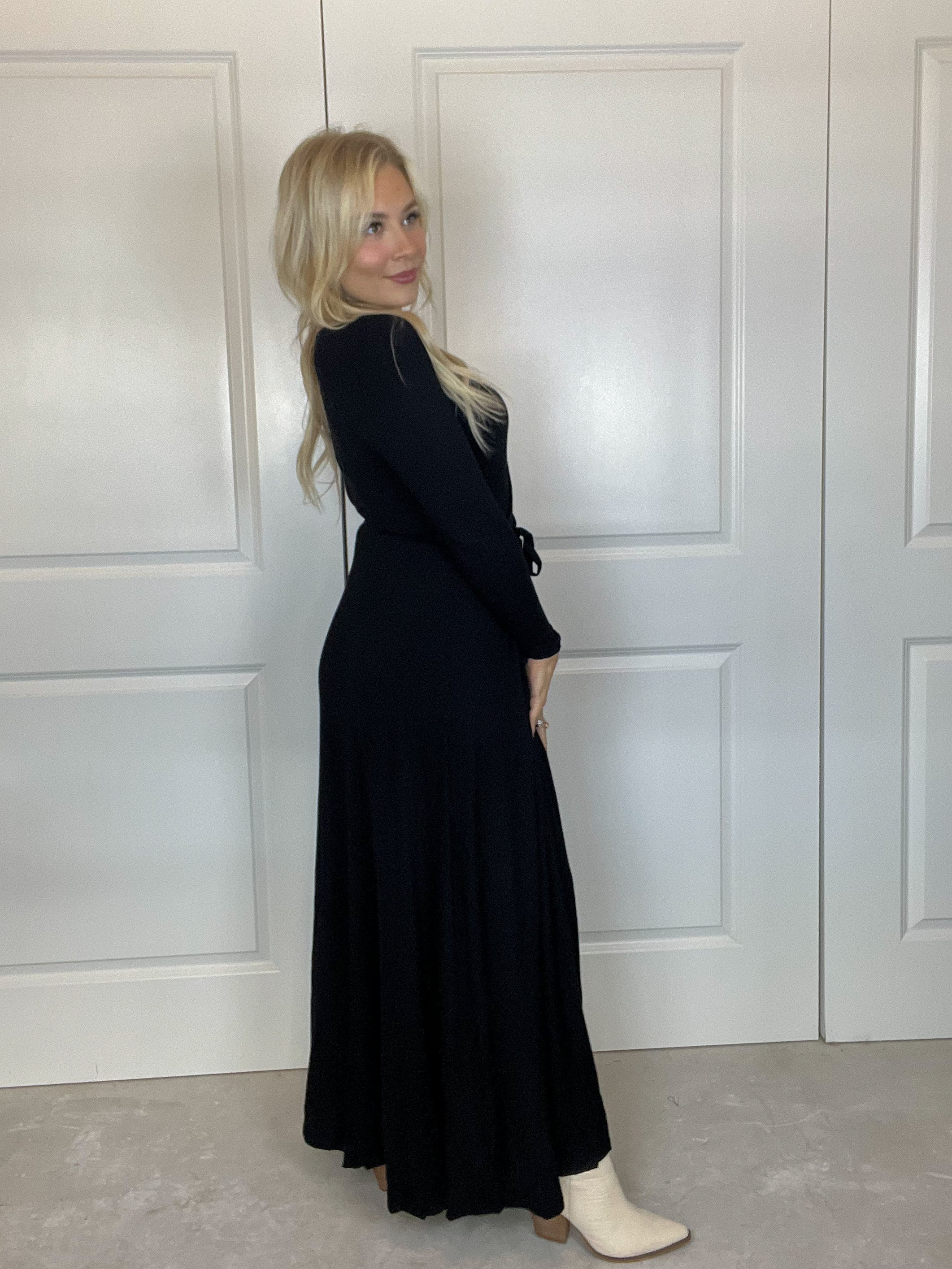 Knit Wrap Maxi in Black Rebel and Blush Knit Wrap Maxi in Black Rebel and Blush
