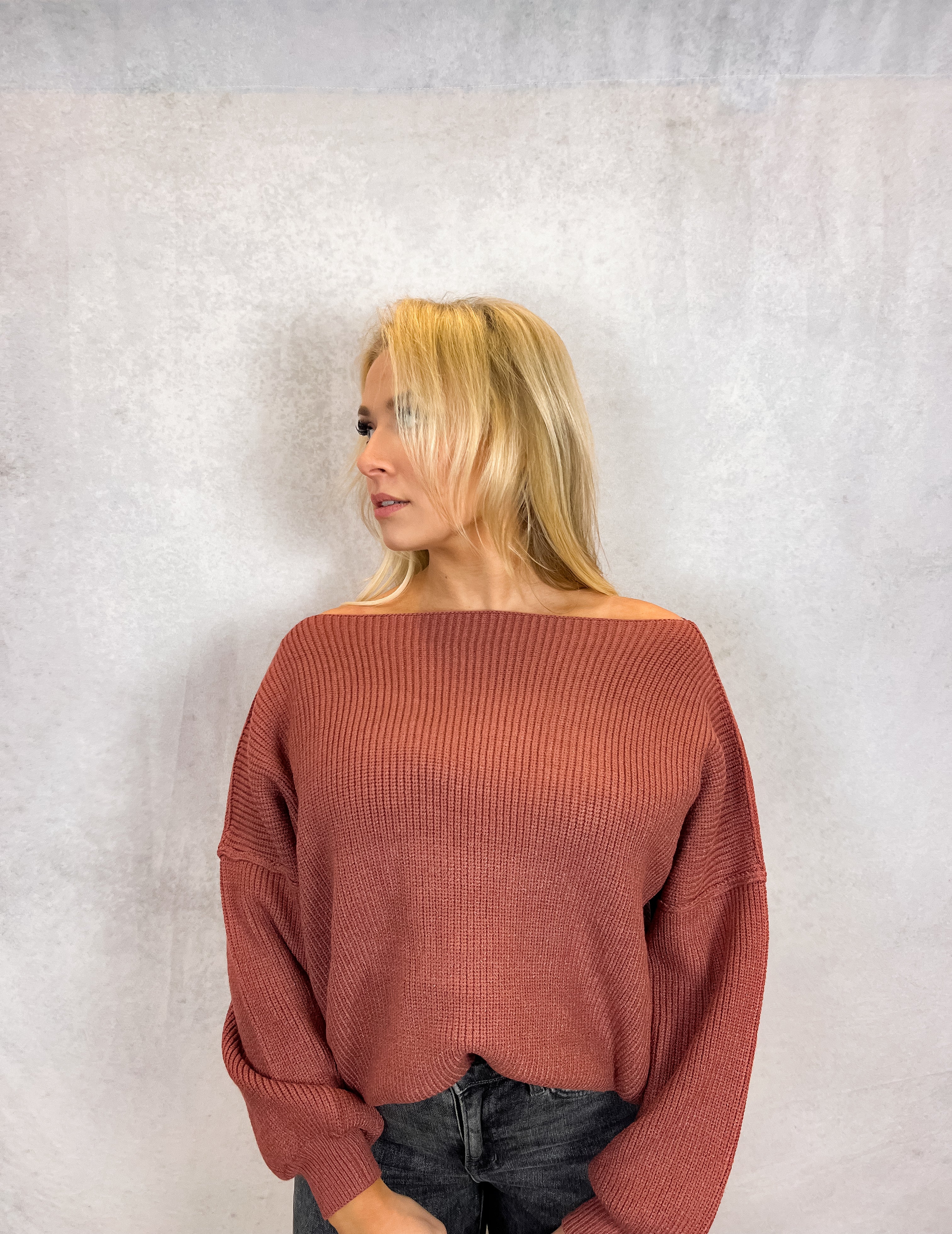 Boat Neck Bubble Sleeve Sweater