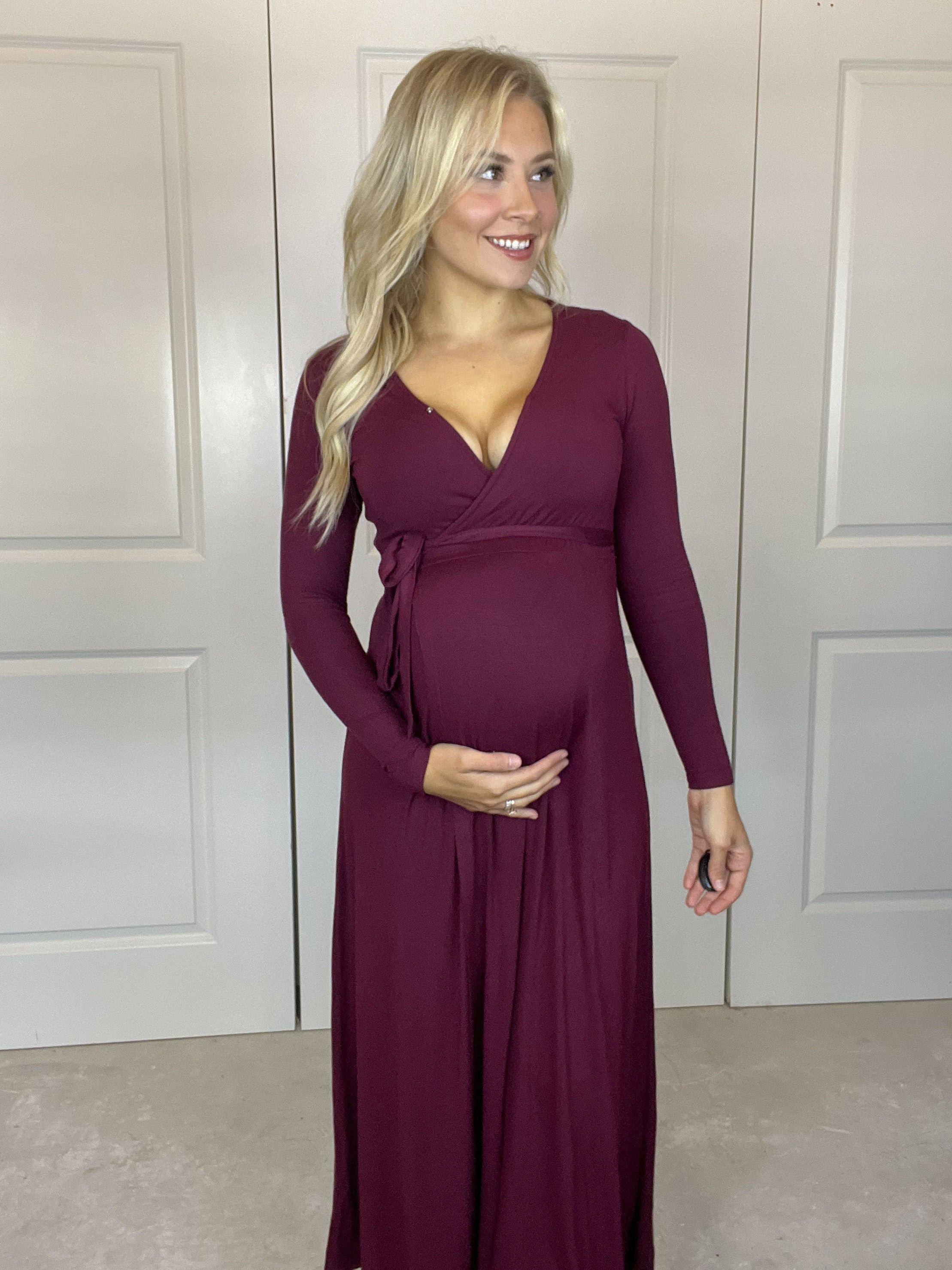 Knit Wrap Maxi in Wine