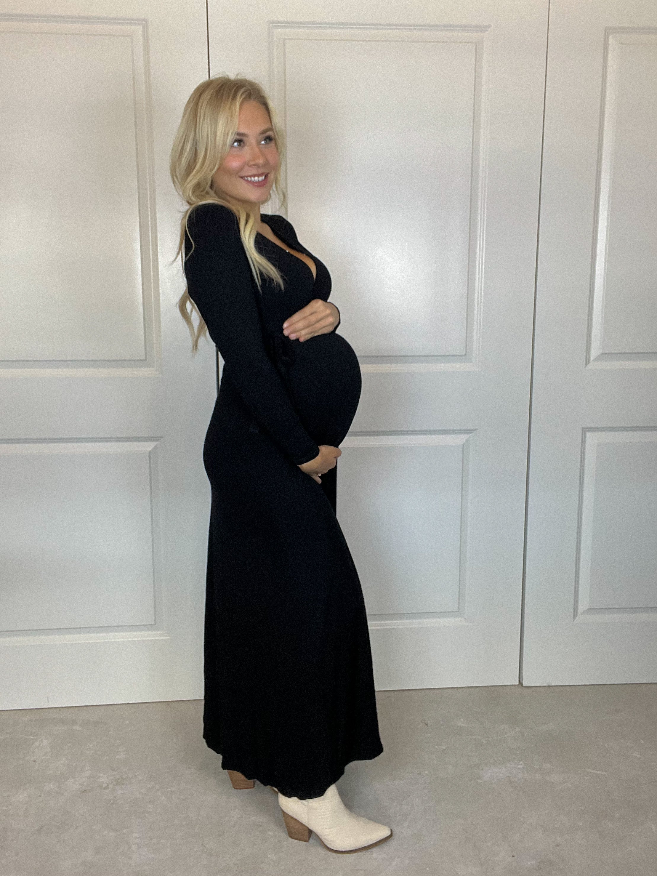 Knit Wrap Maxi in Black