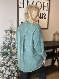 Vintage Button Down in Sage Green