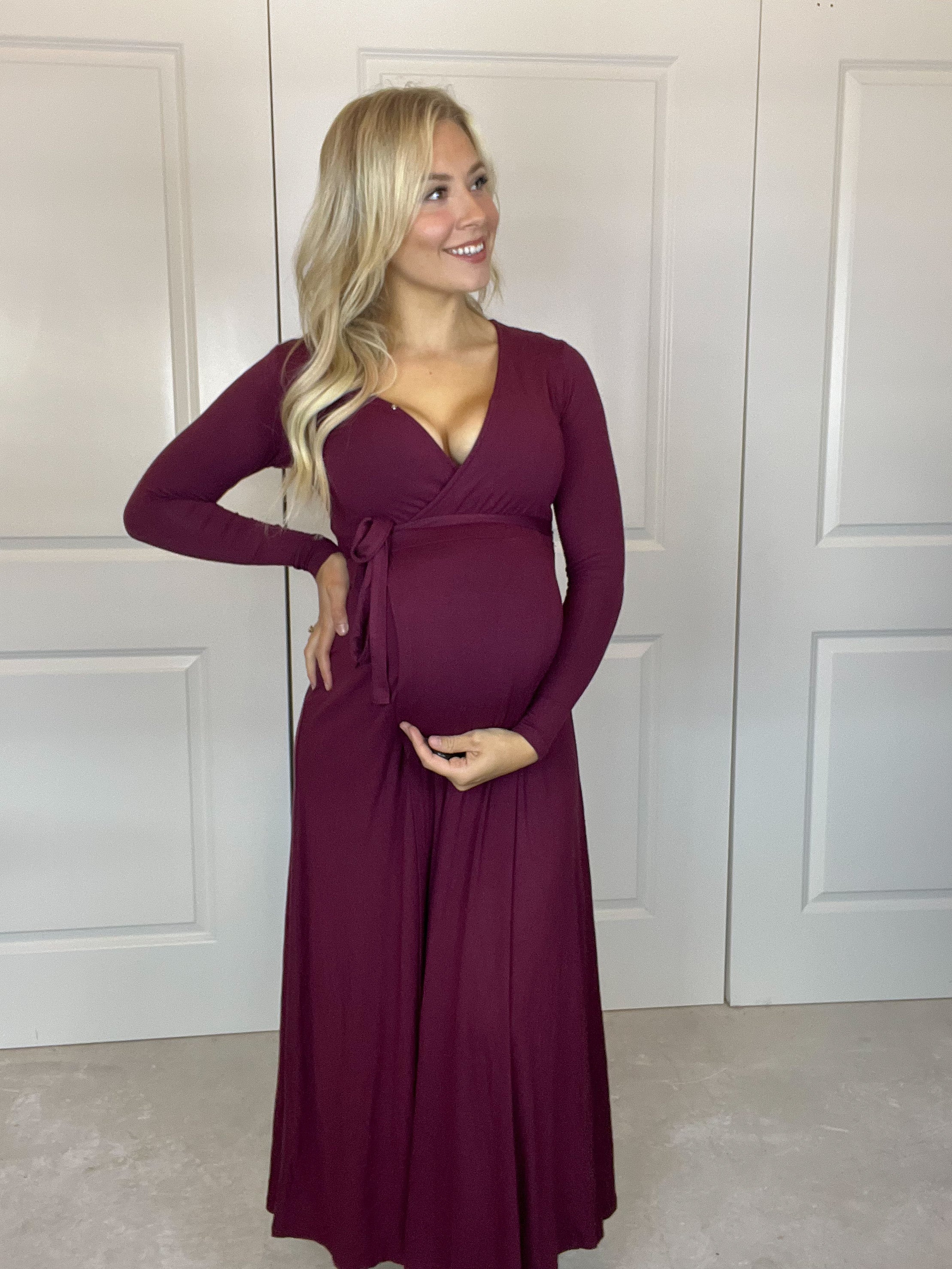 Knit Wrap Maxi in Wine Rebel and Blush Knit Wrap Maxi in Wine Rebel and Blush