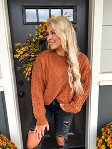 Cable Knit Pullover in Pumpkin