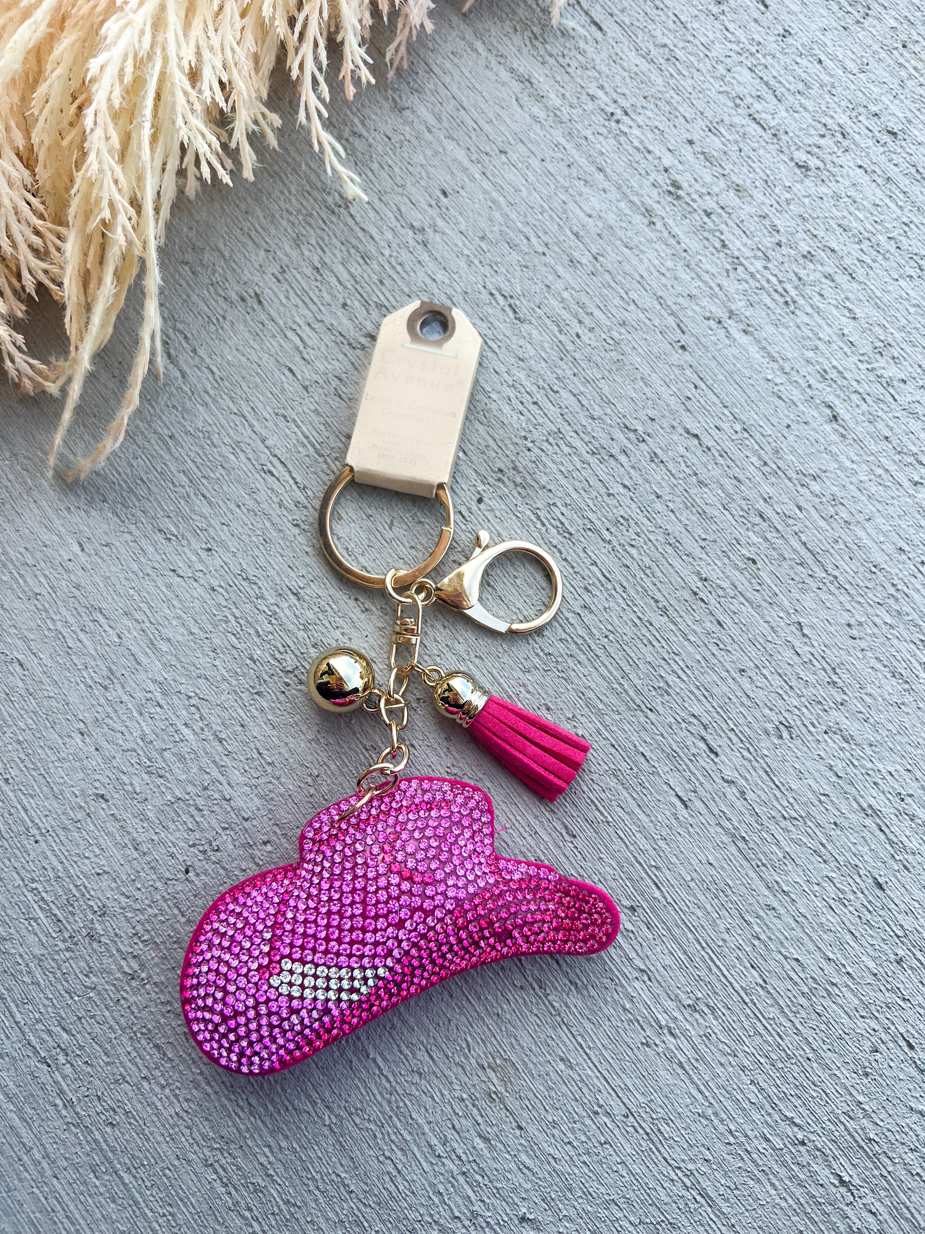 Pink Cowgirl Hat Keychain with Purse Clasp