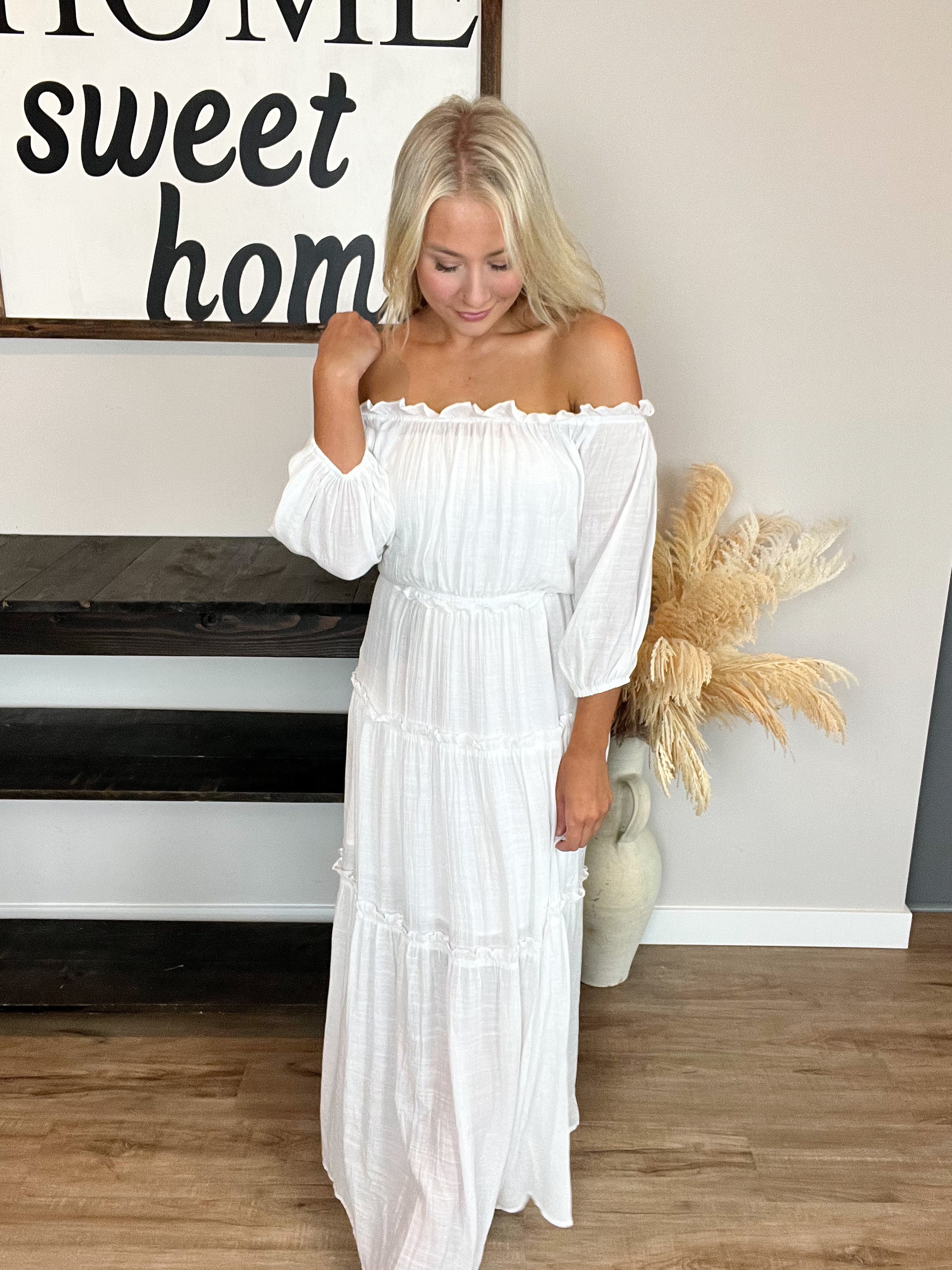 Ruffled Tiered Off Shoulder Dress – Rebel and Blush Ruffled Tiered Off Shoulder Dress – Rebel and Blush