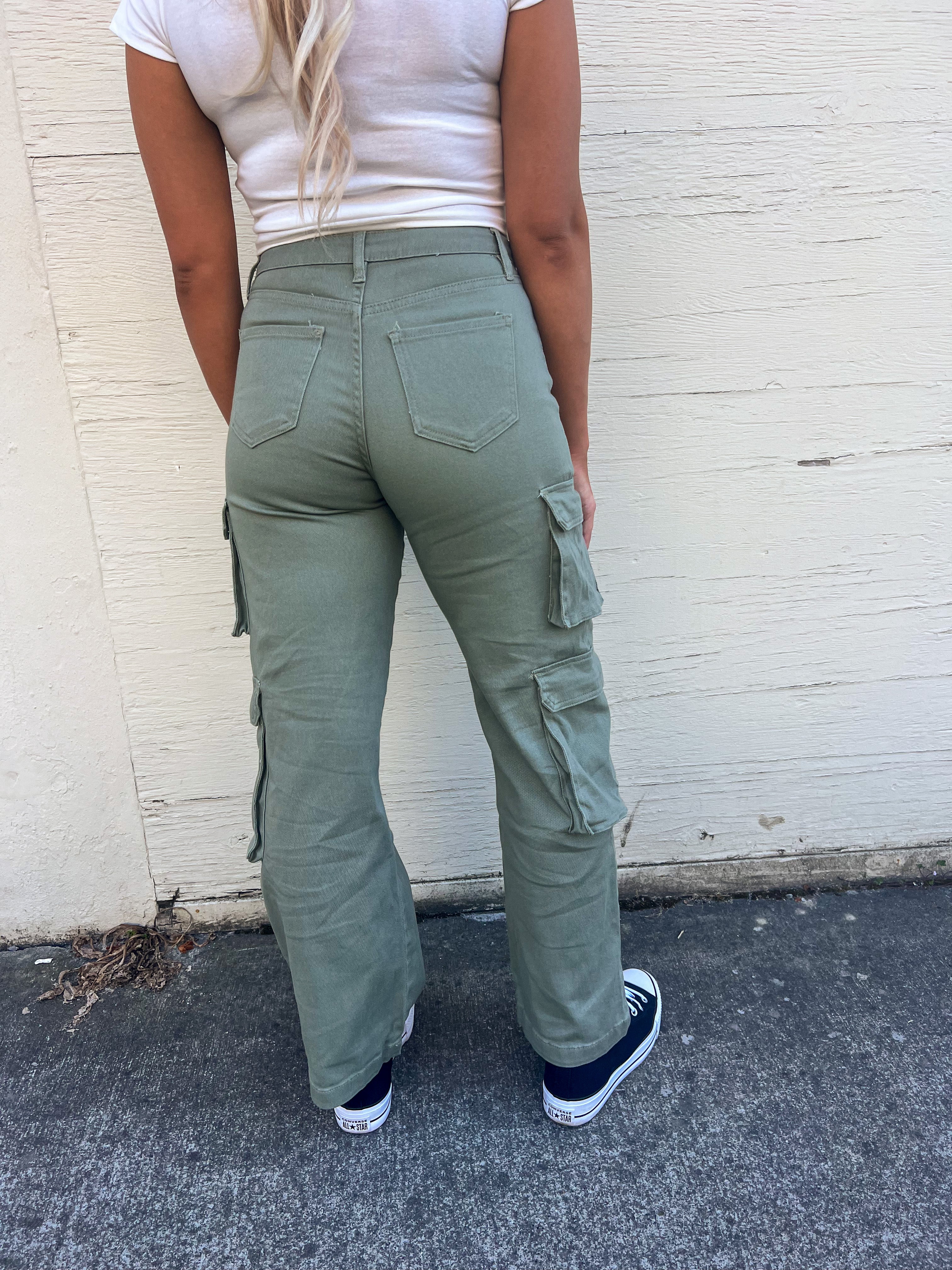 Green Tea High Rise Double Cargo Pants