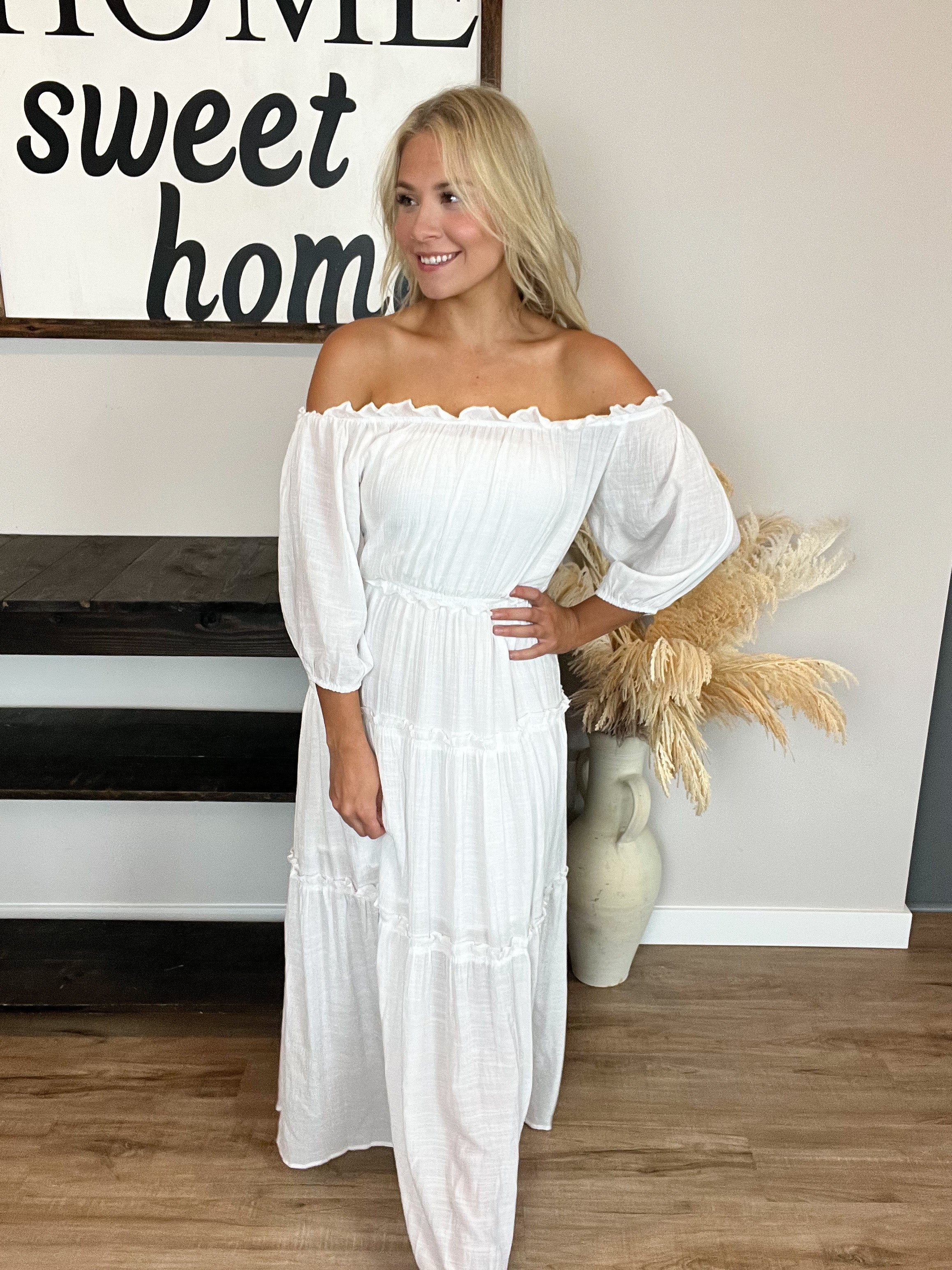 Ruffled Tiered Off Shoulder Dress – Rebel and Blush