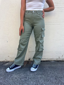 Green Tea High Rise Double Cargo Pants