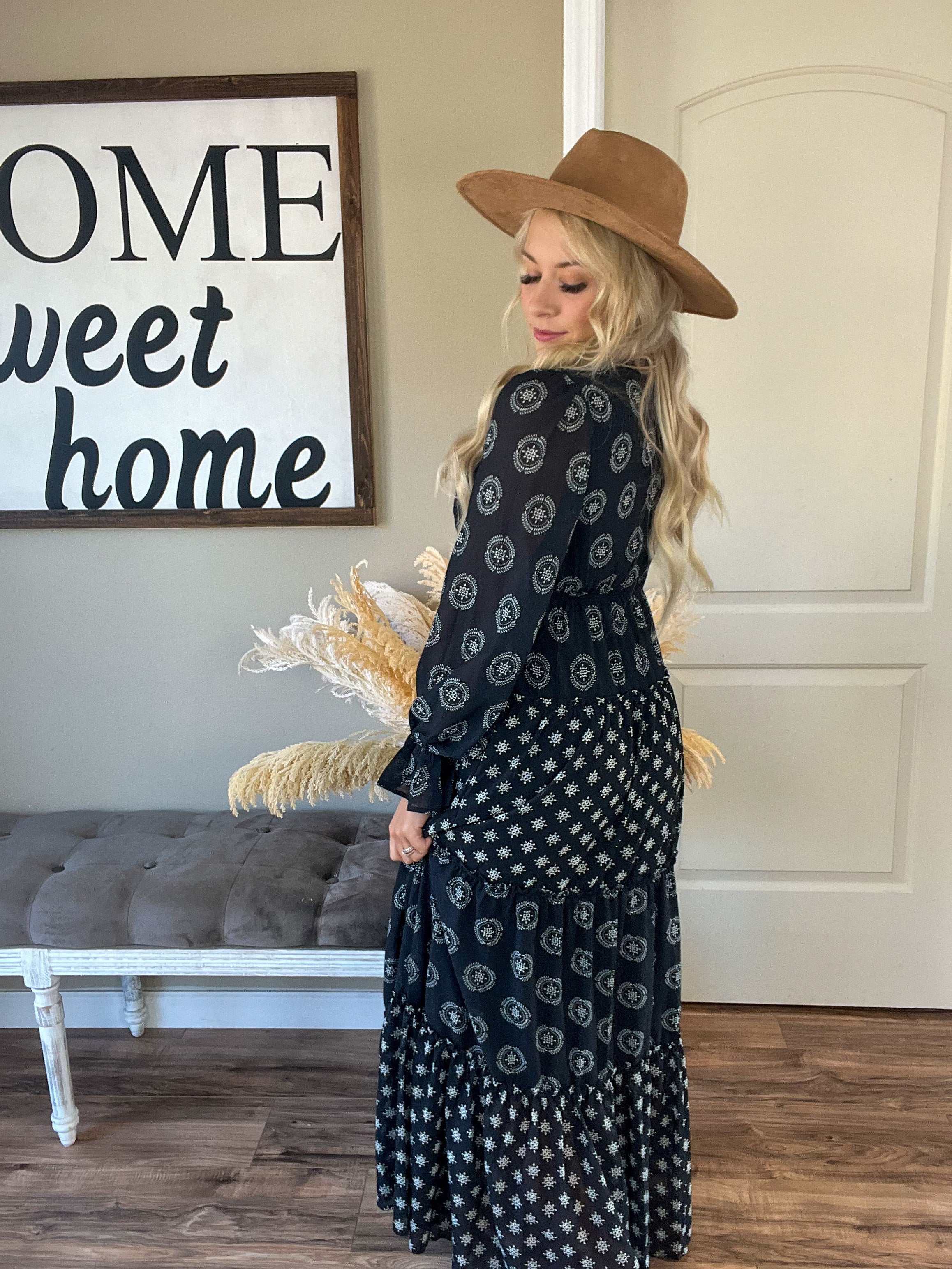 Black Printed Maxi Dress