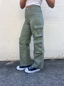 Green Tea High Rise Double Cargo Pants