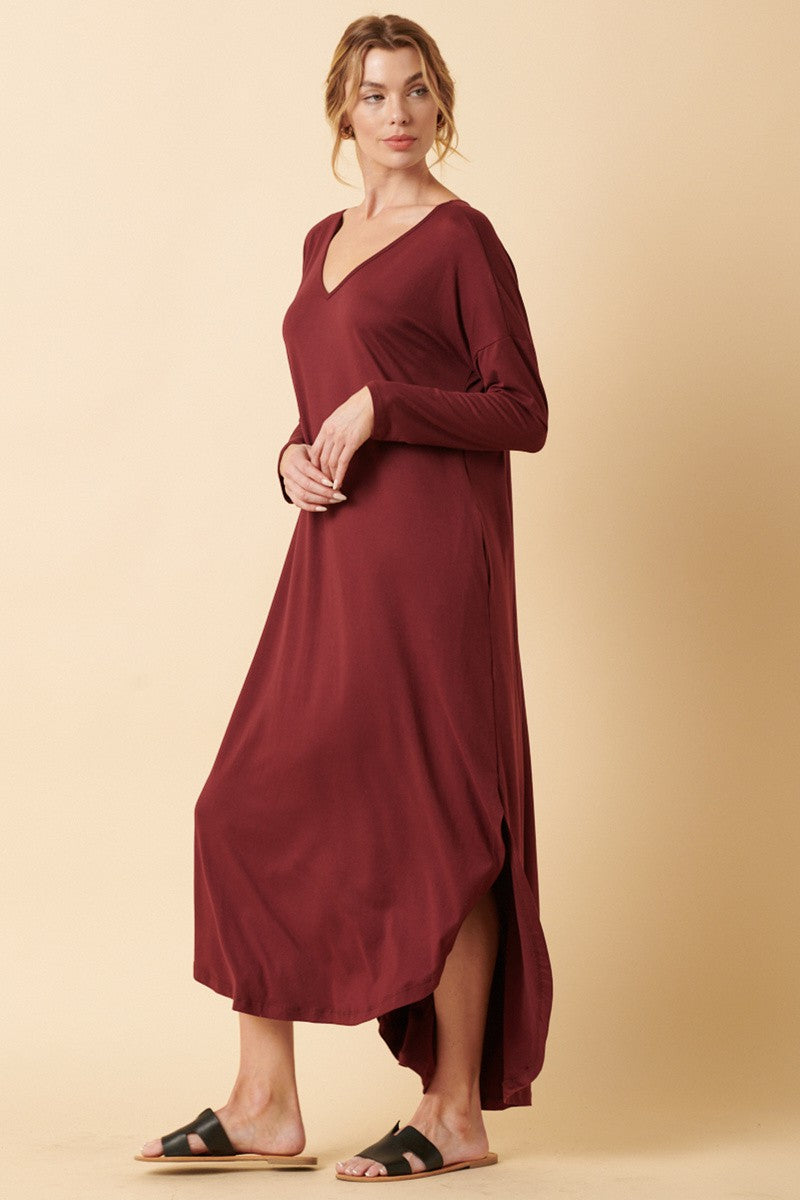 Round Hem Maxi Dress in Marsala