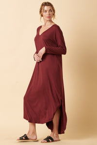 Round Hem Maxi Dress in Marsala