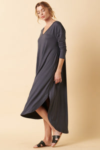 Round Hem Maxi Dress in Olive