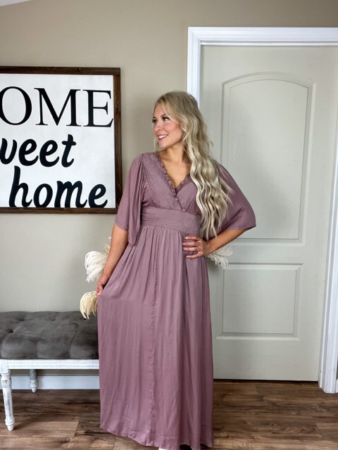 Dusty Purple Smocked Detail Maxi Dress Rebel and Blush Dusty Purple Smocked Detail Maxi Dress Rebel and Blush