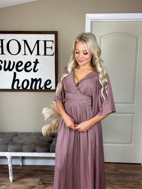 Dusty Purple Smocked Detail Maxi Dress Rebel and Blush Dusty Purple Smocked Detail Maxi Dress Rebel and Blush