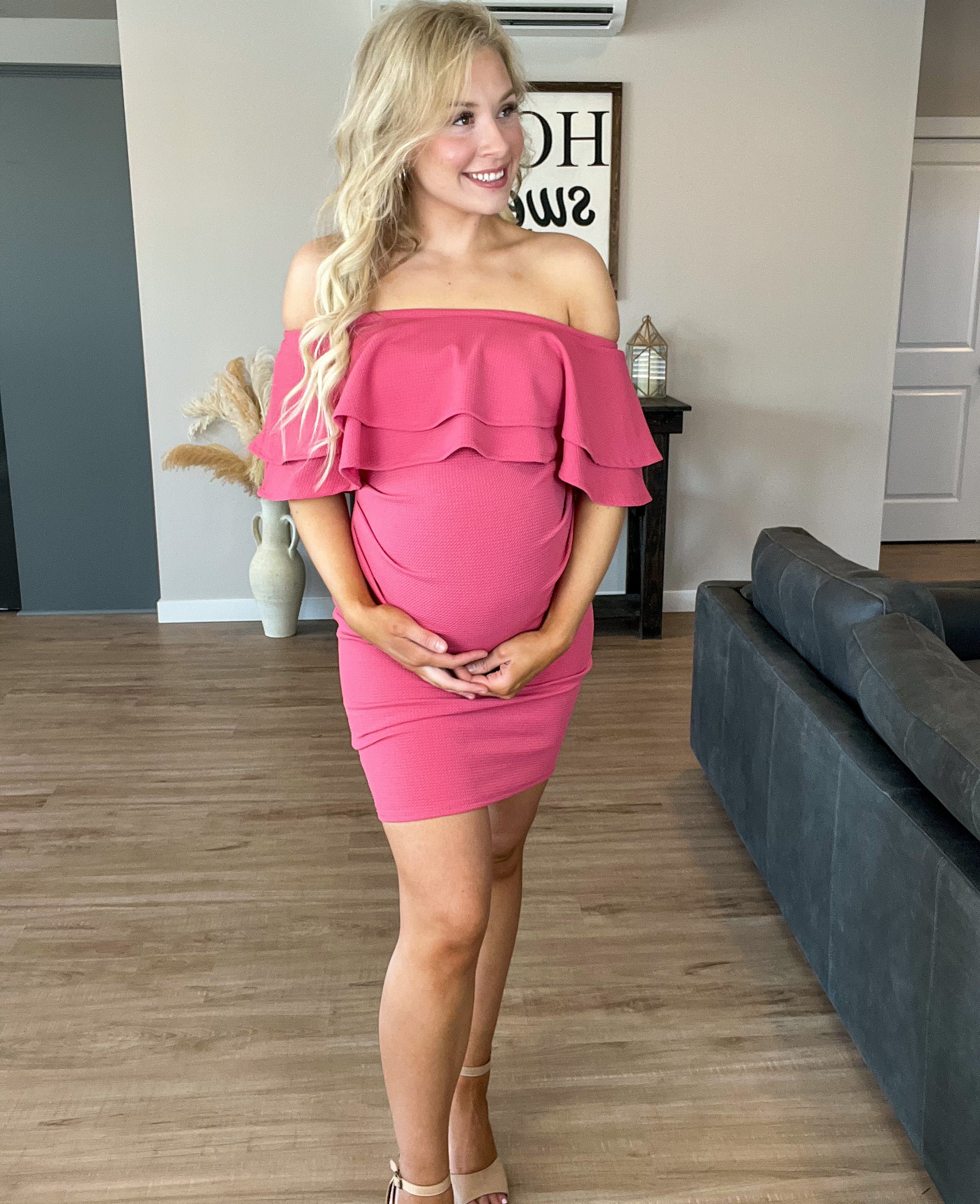 pink dress top for women Sincerely Sweet Pink Scallop Sleeve Mini Dress