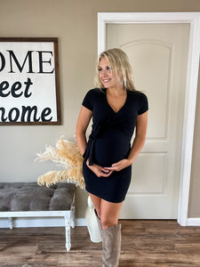 Black Terry Wrap Dress