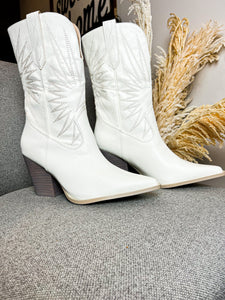 White Supernova Stitched Boots