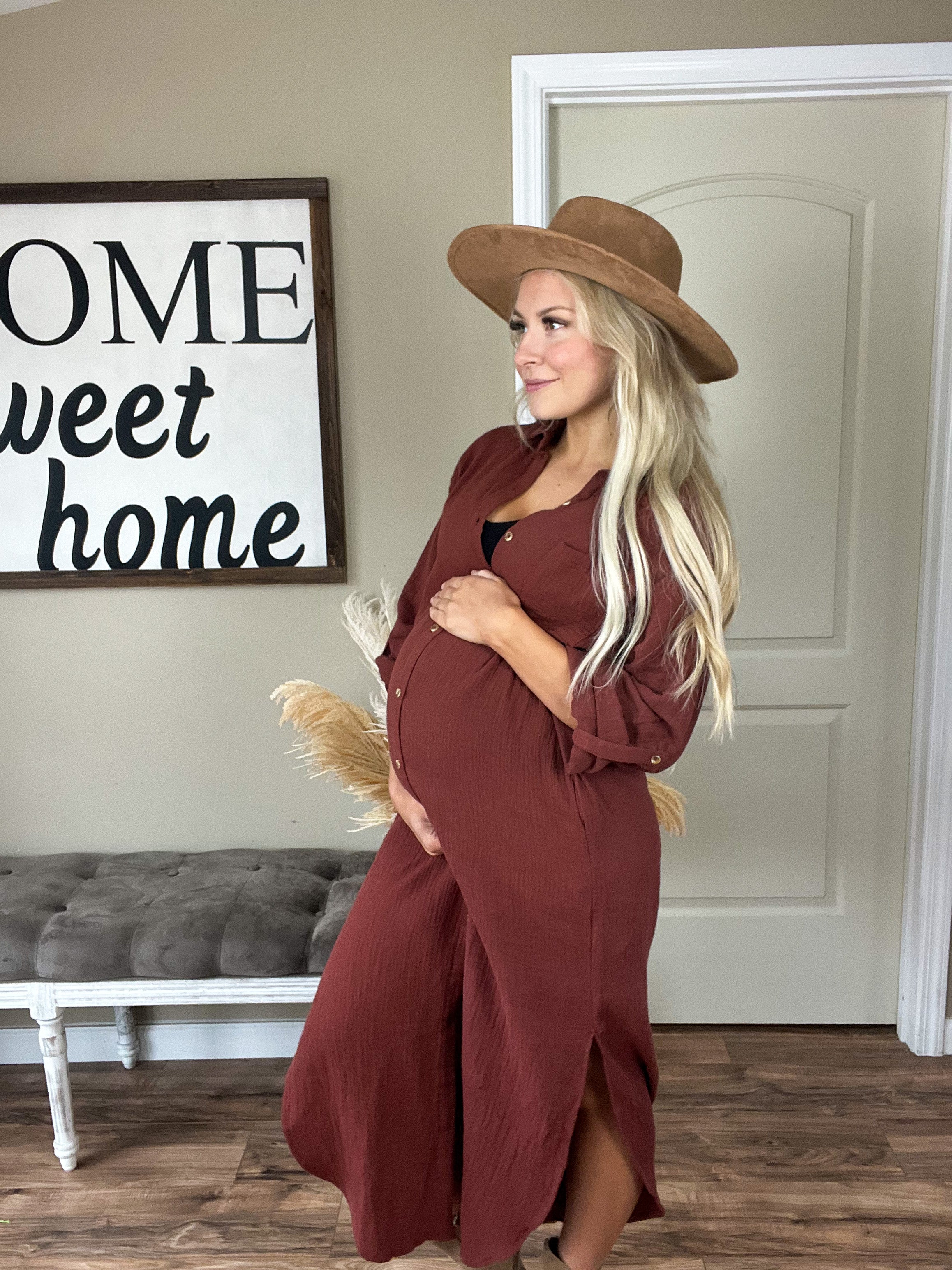 Brick Button Up Maxi Gauze Shirt Dress – Rebel and Blush Brick Button Up Maxi Gauze Shirt Dress – Rebel and Blush
