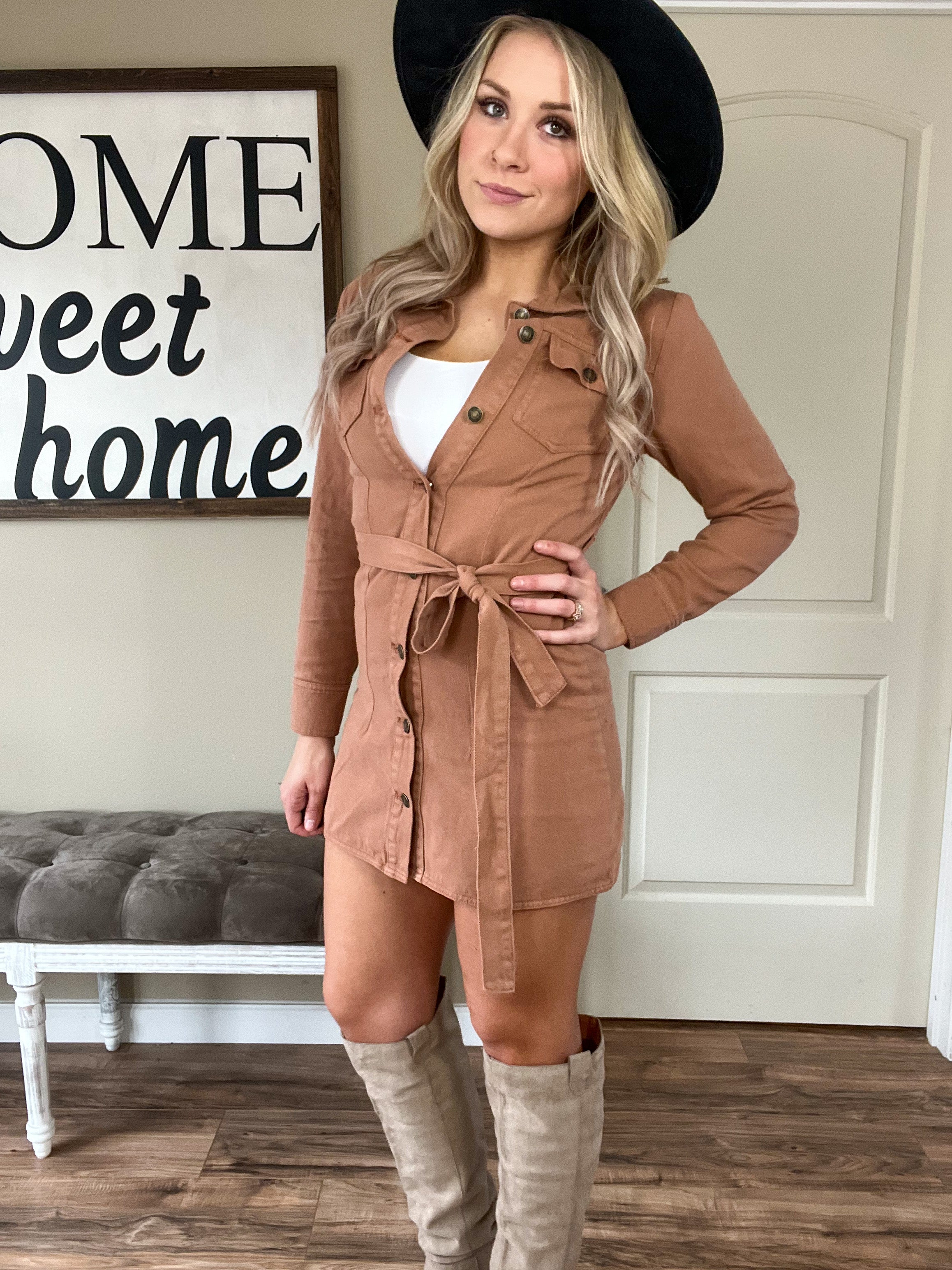 Terracotta Button Up Dress