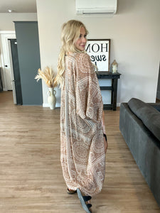 Paisley Print Kimono in Bronze