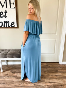 Windy Blue Ruffled Maxi