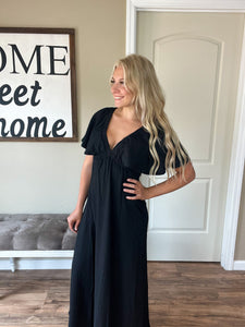 Black V-Neck Maxi Dress