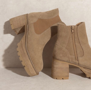 Khaki Platform Chelsea Booties