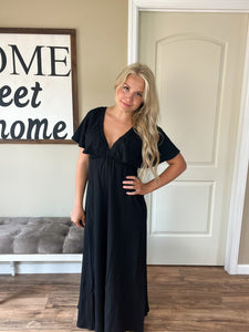 Black V-Neck Maxi Dress